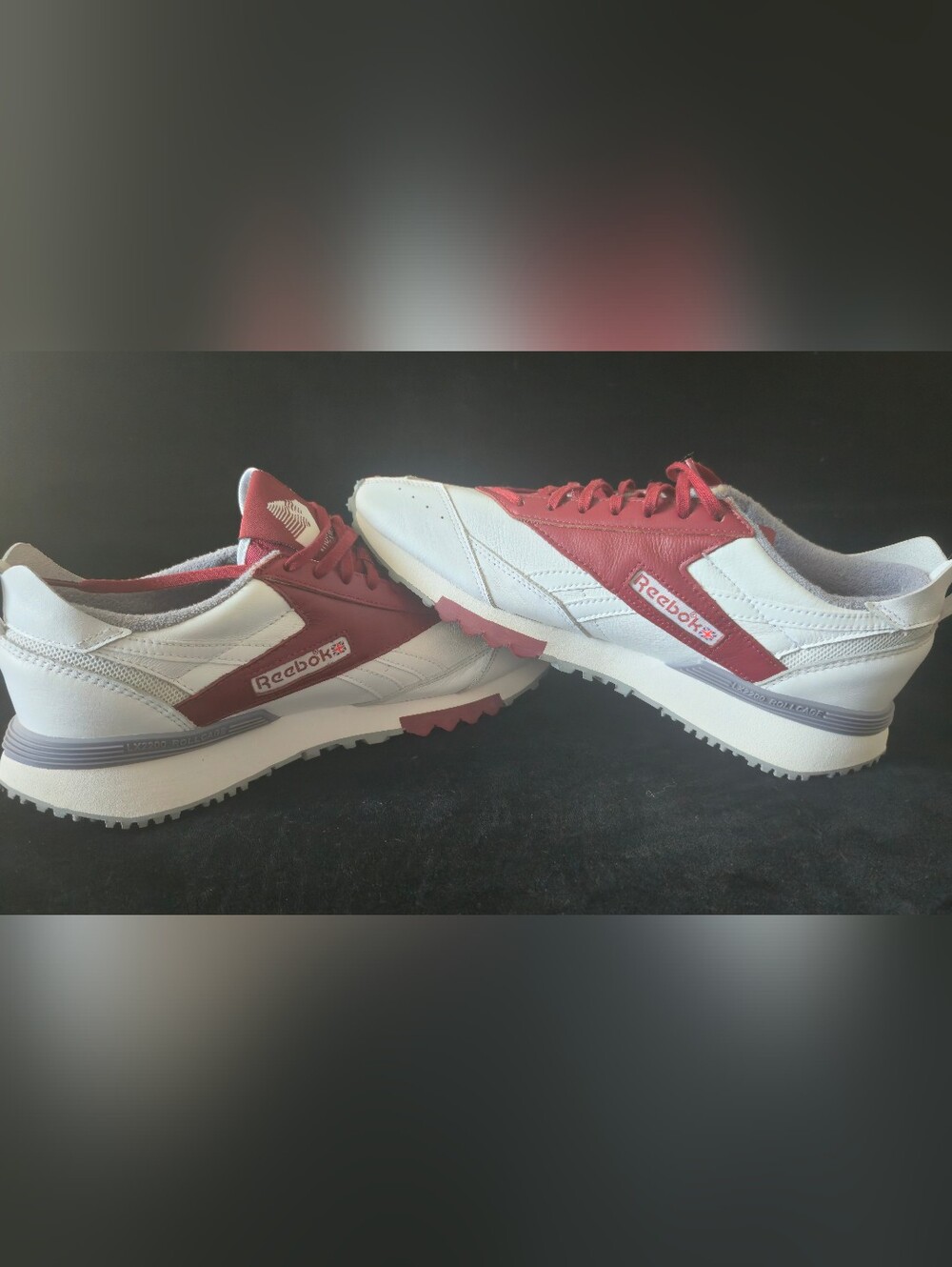 Reebok Men's Classic White and Burgundy Leather Sneakers - Picture 2 of 9